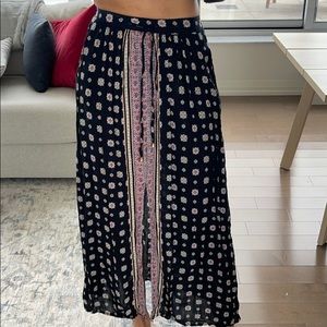Boho Maxi Floral Skirt with Front Slit